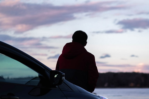 Man viewing sunset